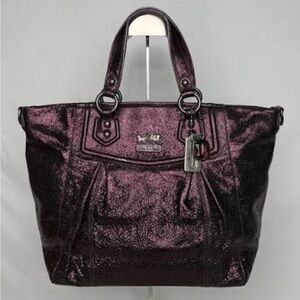 COACH  Vintage 14421 MADISON TEXTURED METALLIC PURPLE LG CLAIRE HANDBAG